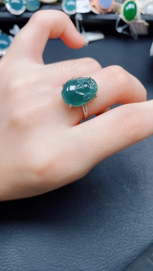 银S925镶嵌戒指翡翠翡翠