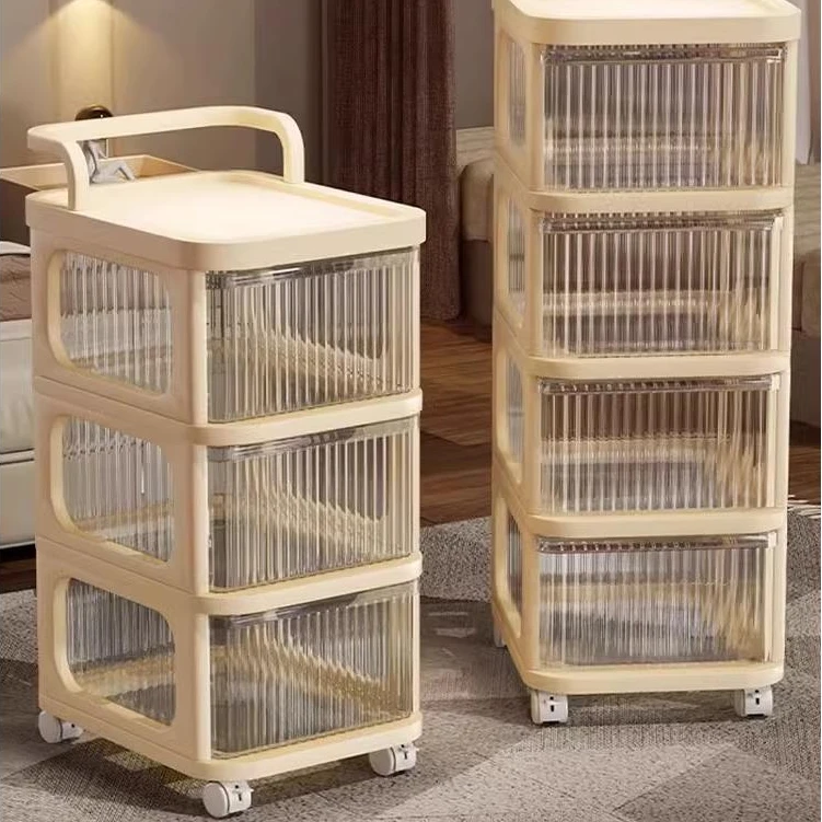 抽屉式零食小推车收纳柜家用化妆品置物架桌下面移动分层玩具盒子