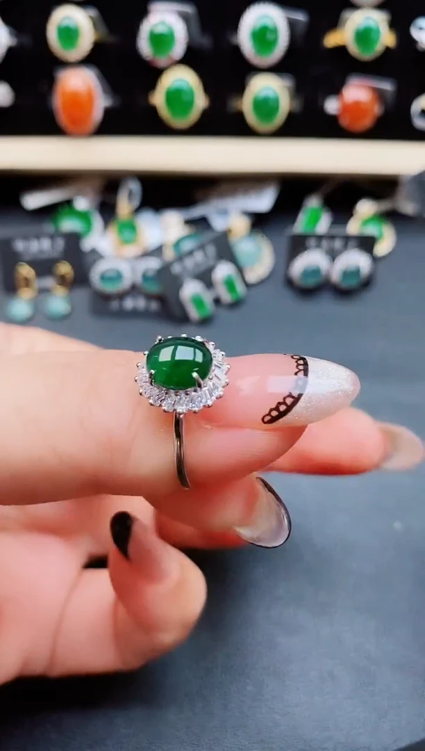 翡翠戒指银S925镶嵌50805580