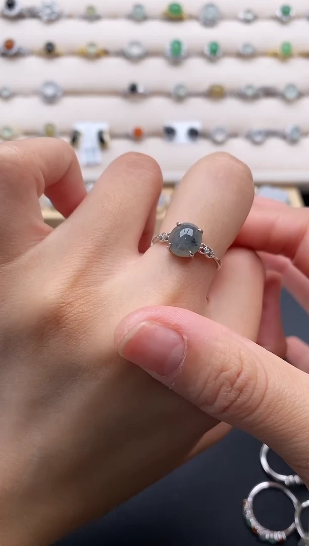 银S925镶嵌戒指翡翠111111111+4