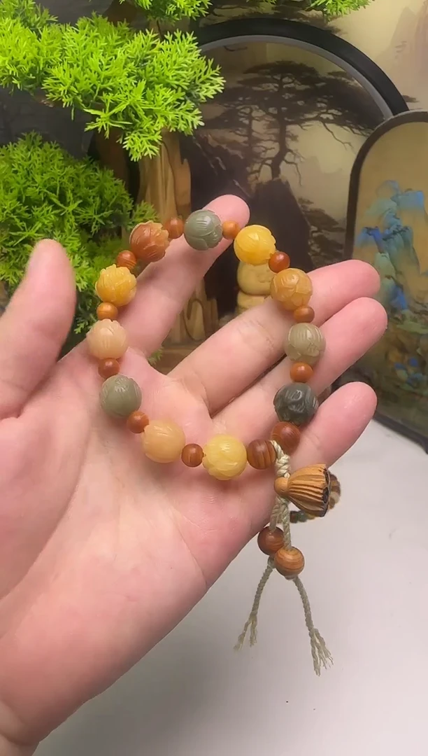 菩提手串/手链菩提根莲花雕刻手修