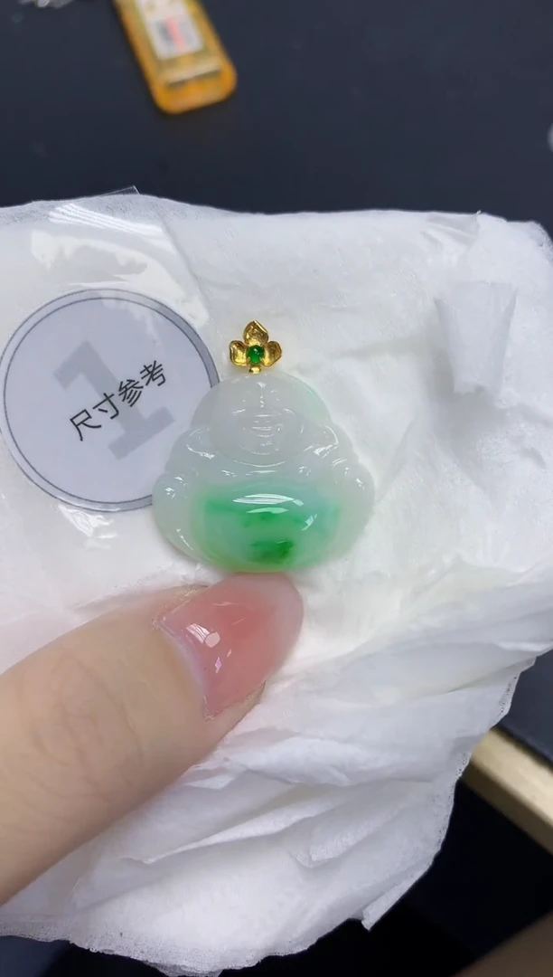 颈饰18K金镶嵌翡翠天然缅甸翡翠A货百元以上9元证书费自理