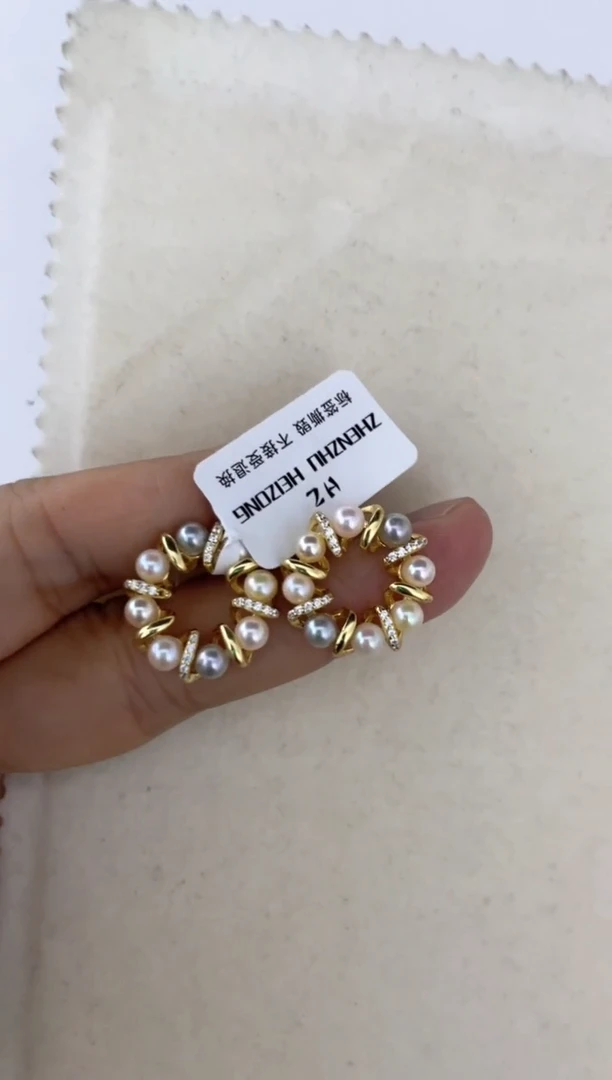 银S925镶嵌海水珍珠耳饰耳钉