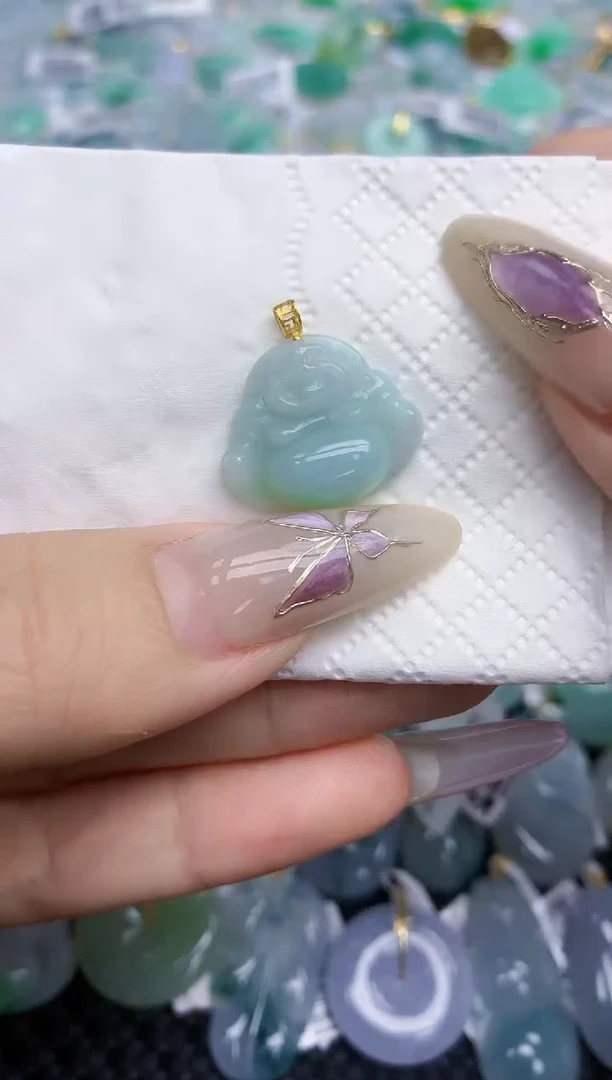 翡翠挂件18K金镶嵌17   天然翡翠A货