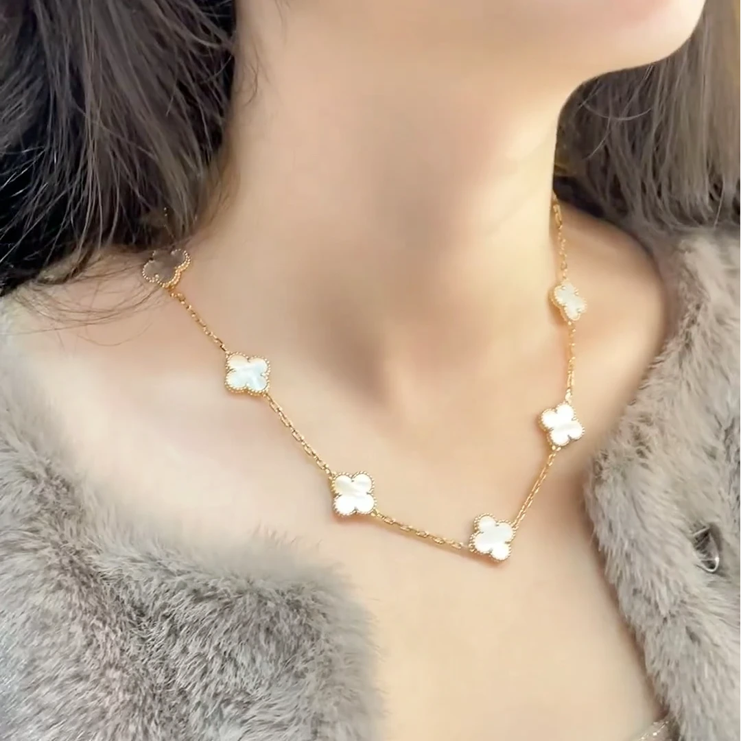 铜合金项链 韦雪同款 白色十花项链 148