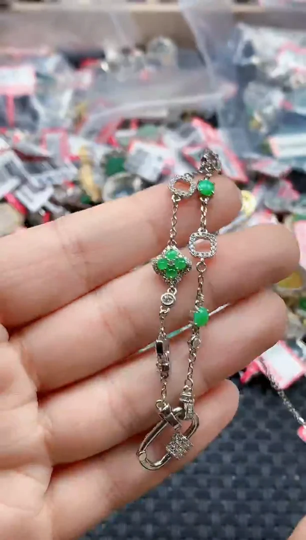 银S925镶嵌戒指翡翠天然A货缅甸翡翠