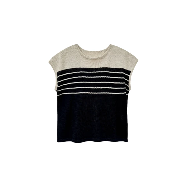 韩版百搭休闲上衣简约设计舒适面料条纹上衣