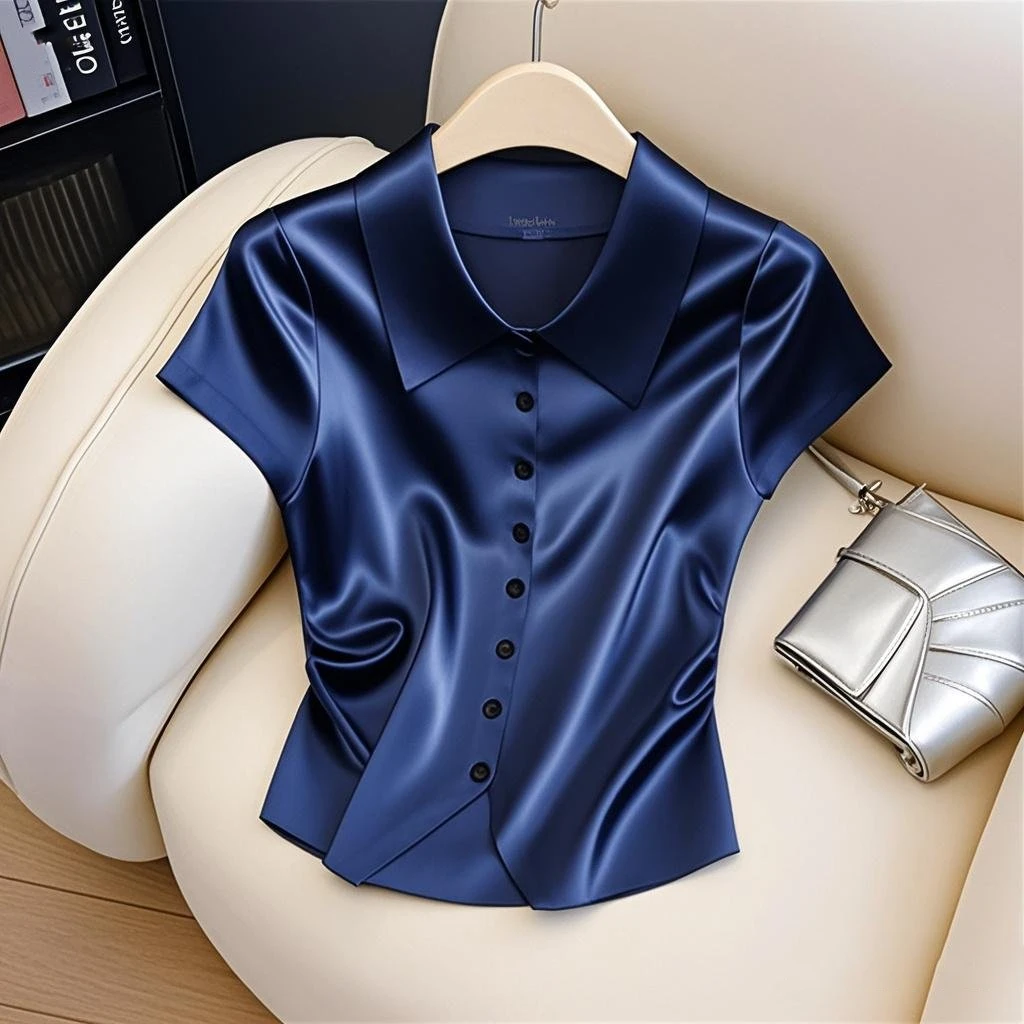 2025夏季新款法式chic设计感小众高端时尚气质百搭POLO领显瘦上衣