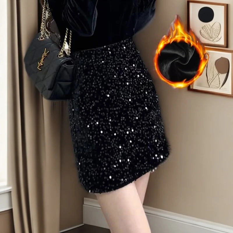 小众短裙2025A字裙秋冬亮片裙亮晶晶新款女裙子半身裙高腰女装