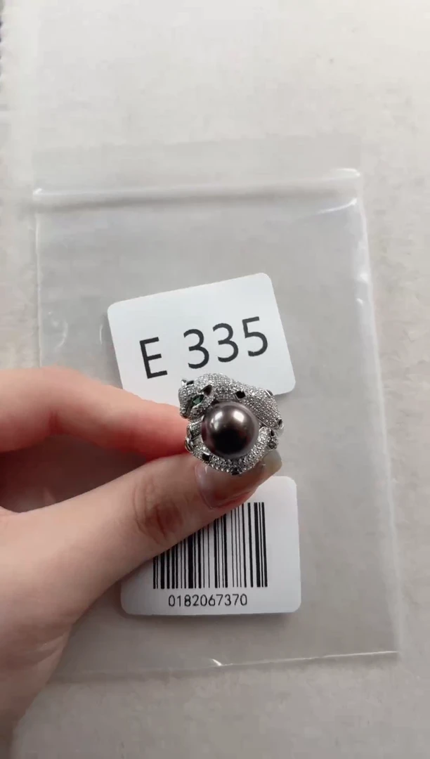 银S925镶嵌戒指海水珍珠E335