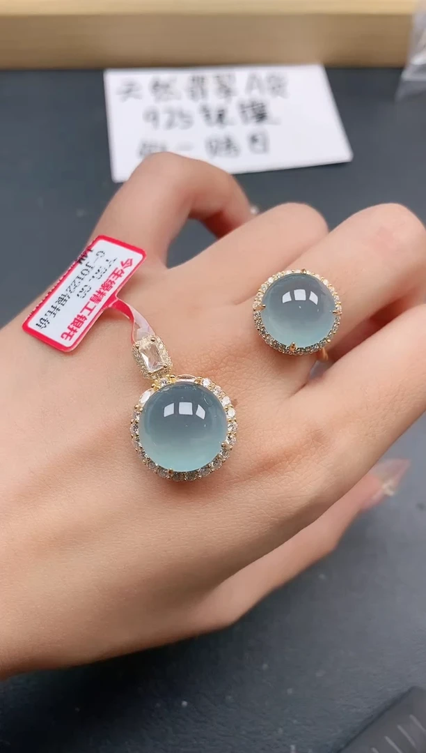 银S925镶嵌戒指翡翠111