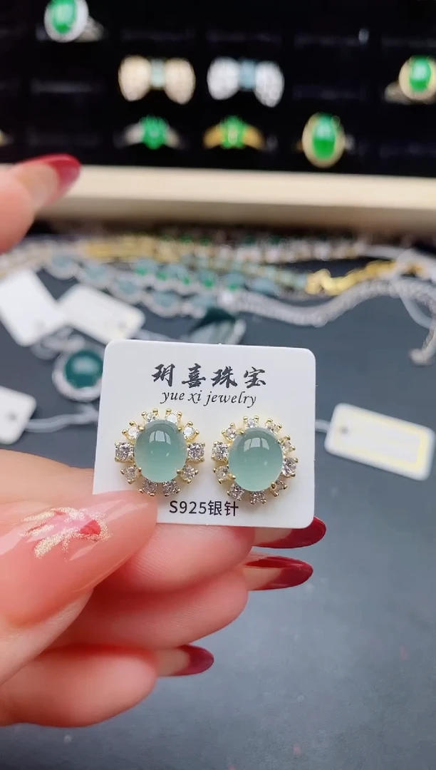 【闪购商品】翡翠耳饰银S925镶嵌1321312