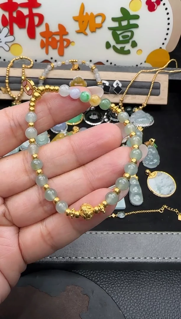 吊坠(不含链)足金镶嵌翡翠勿拍