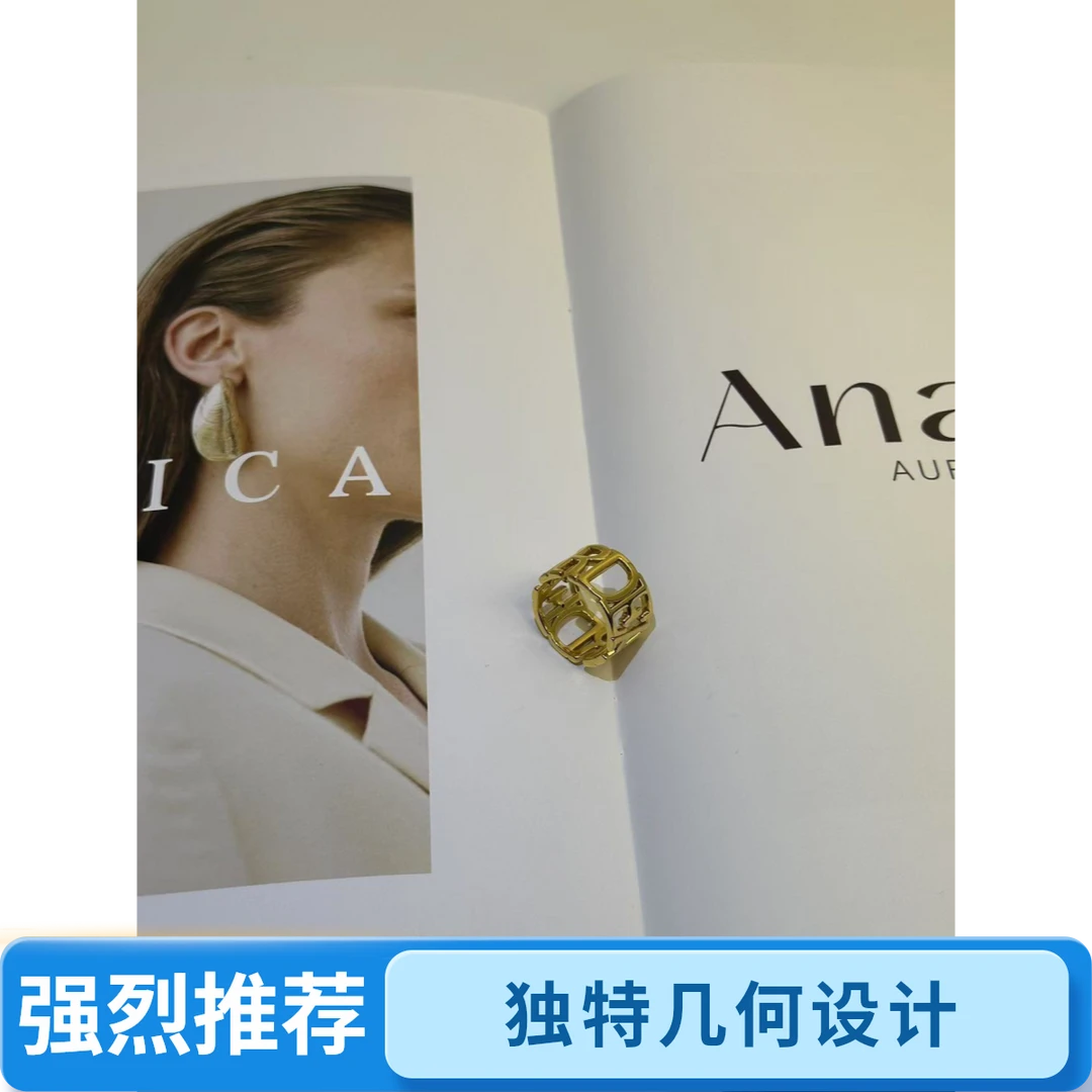 5D精工足金999黄金戒指时尚轻奢精致设计感百搭简约小众手工气质