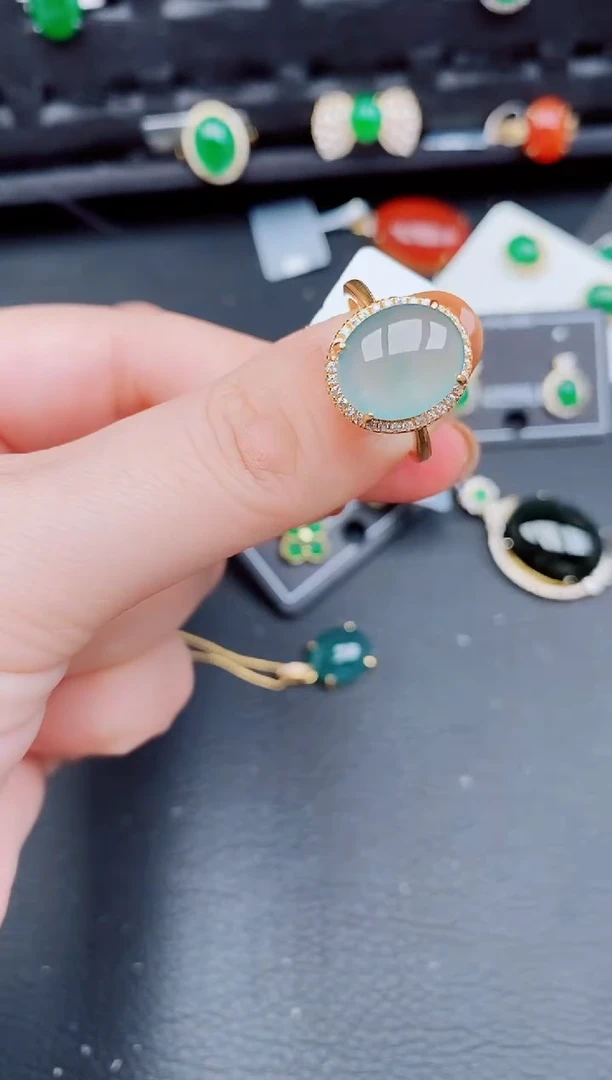 【闪购商品】翡翠戒指银S925镶嵌天然a货翡翠640