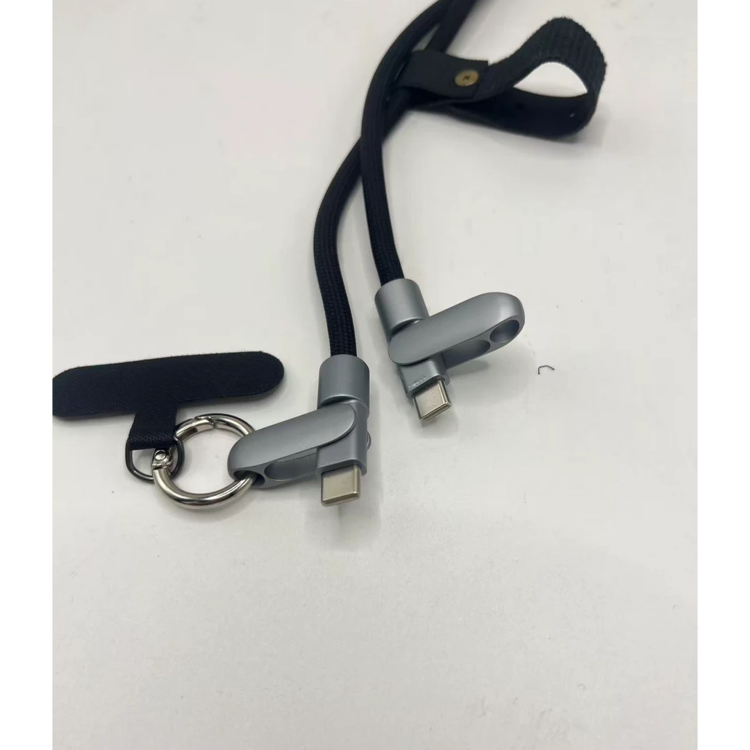 可充电可挂绳二合一快充数据线适用华为苹果typec手机