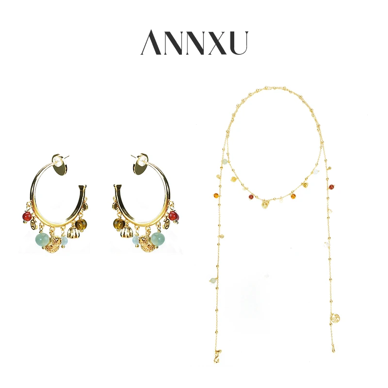 ANNXU 铜合金琉璃耳饰 葫芦系列葫芦流苏耳环套装