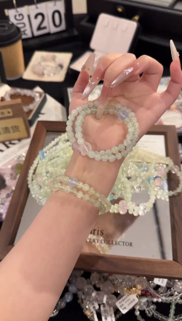 水晶手链合金葡萄石双圈x2339