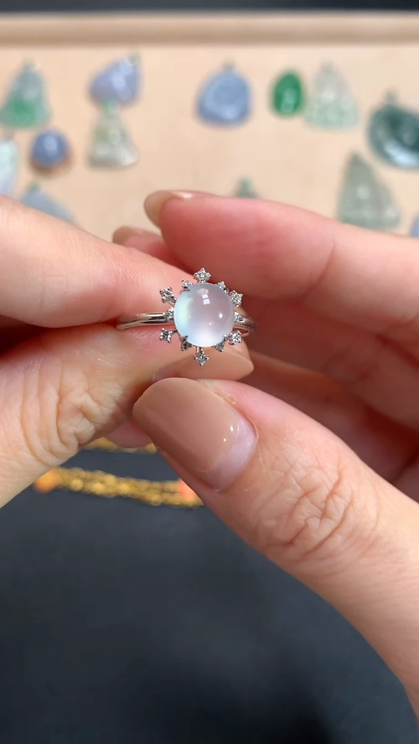 翡翠戒指18K金镶嵌|3500+0