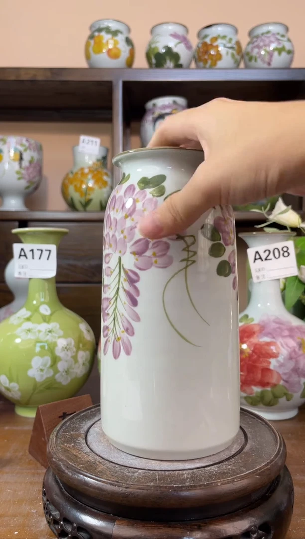 瓶景德镇手绘陶瓷花瓶 源头工厂-有孔