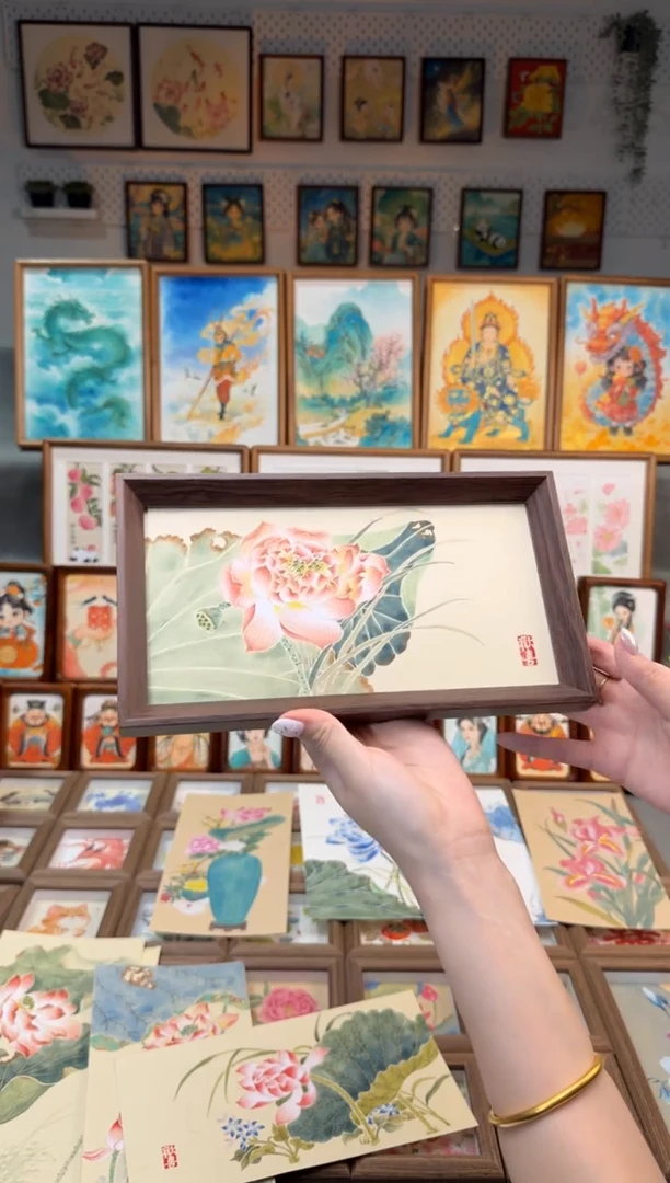 国画荷花横版 手绘国画27