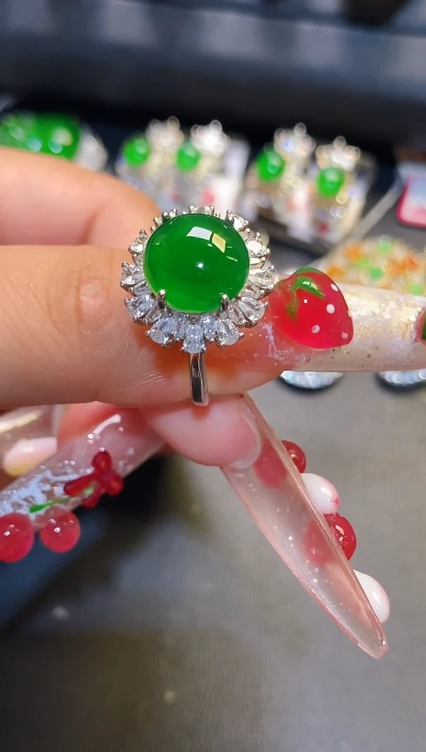 银S925镶嵌翡翠耳饰天然