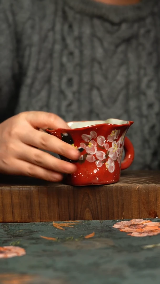 杯釉下彩手工手绘同款陶器