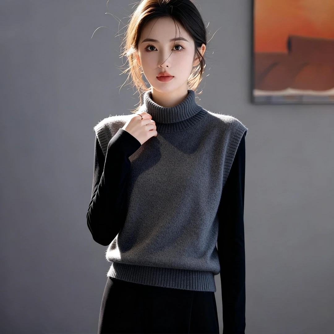 2025秋冬季新款痞帅炸街风女装高级感显瘦马甲打底衫两件套装爆款