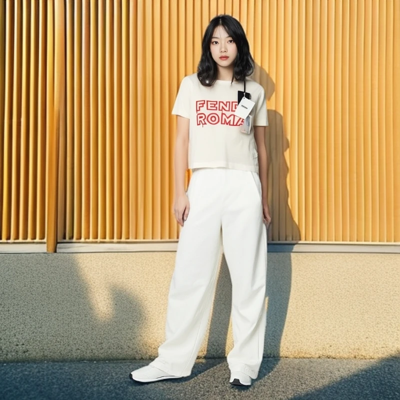 全新未使用 FENDI/芬迪 /T恤/英文logo印花短袖T恤/女款/0001707