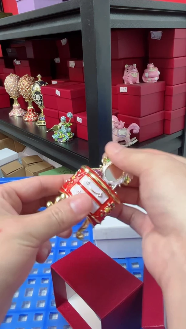 【闪购商品】瓷片年货节福福价格高质珐琅彩合金摆件首饰盒