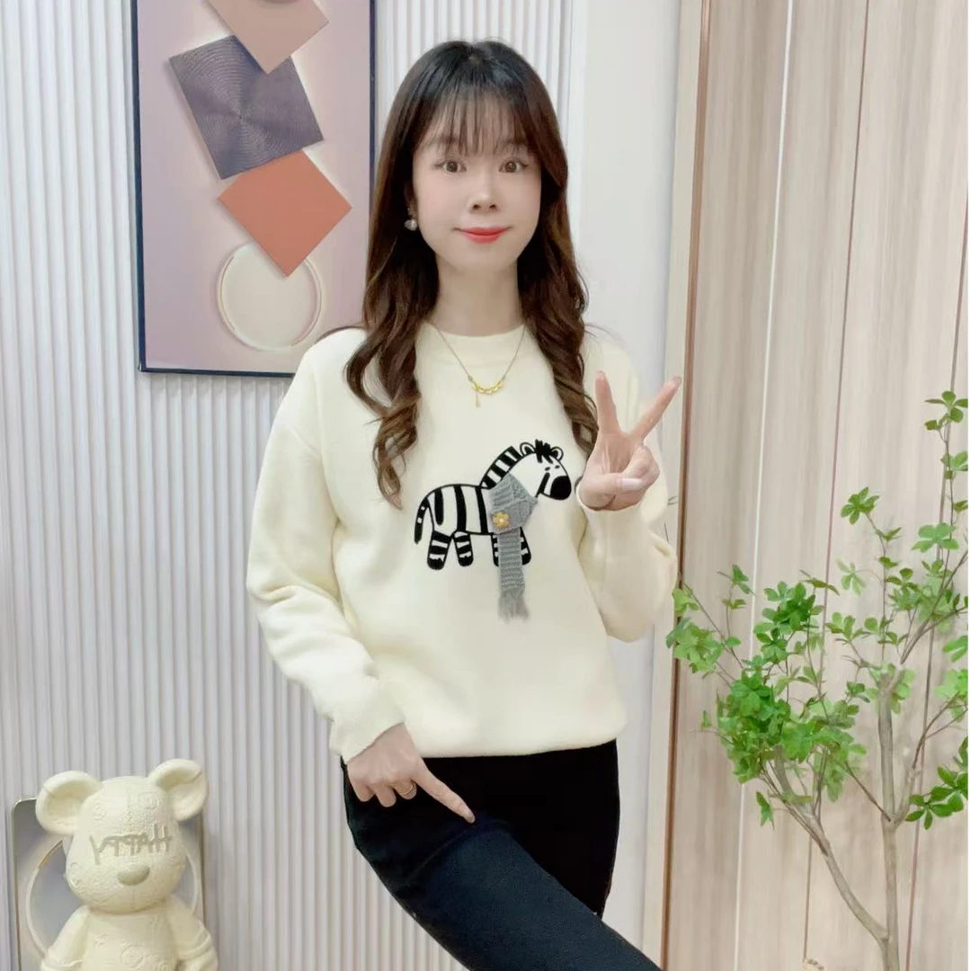 炬雅【马上有钱】新款高品质珍珠绒小马洋气减龄显瘦保暖秋冬季毛衣