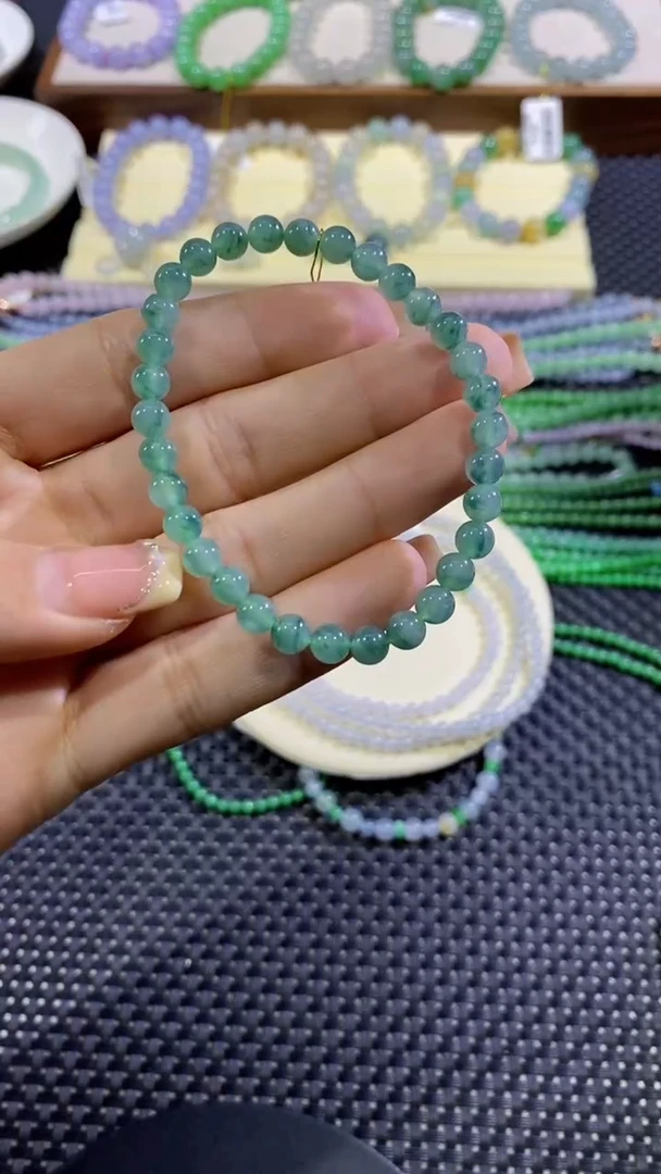 翡翠散珠天然翡翠A货 冰飘绿花