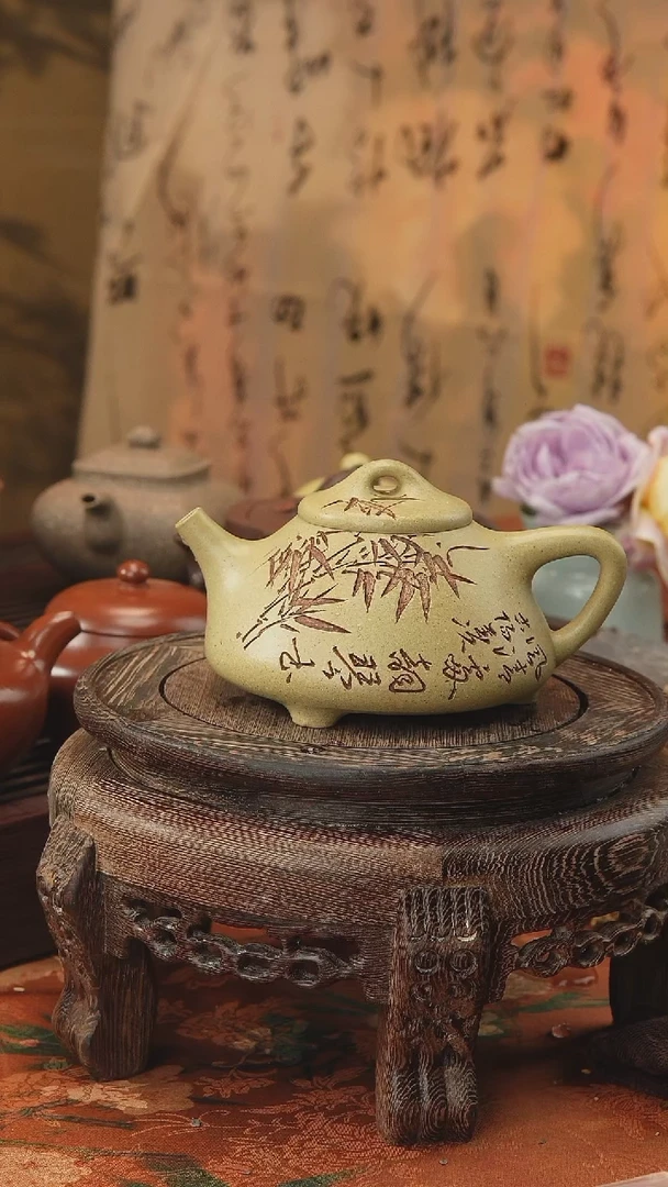 茶壶紫砂子冶石瓢 本山绿