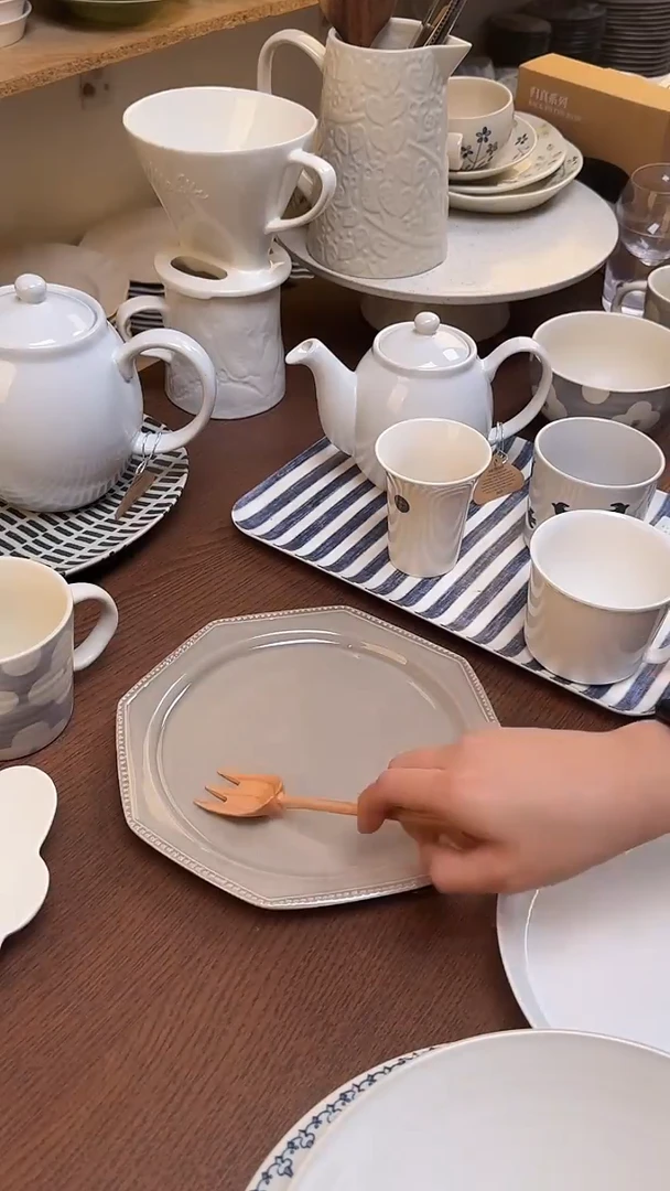 淡灰珠点八角盘瑕疵单只