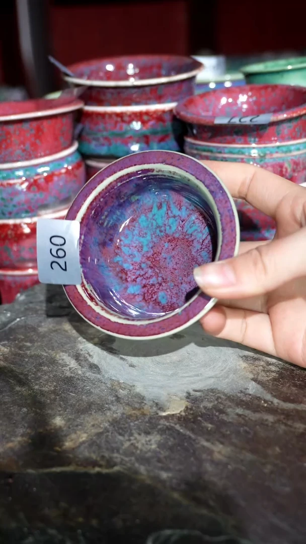 摆件陶精品窑变钧瓷茶器