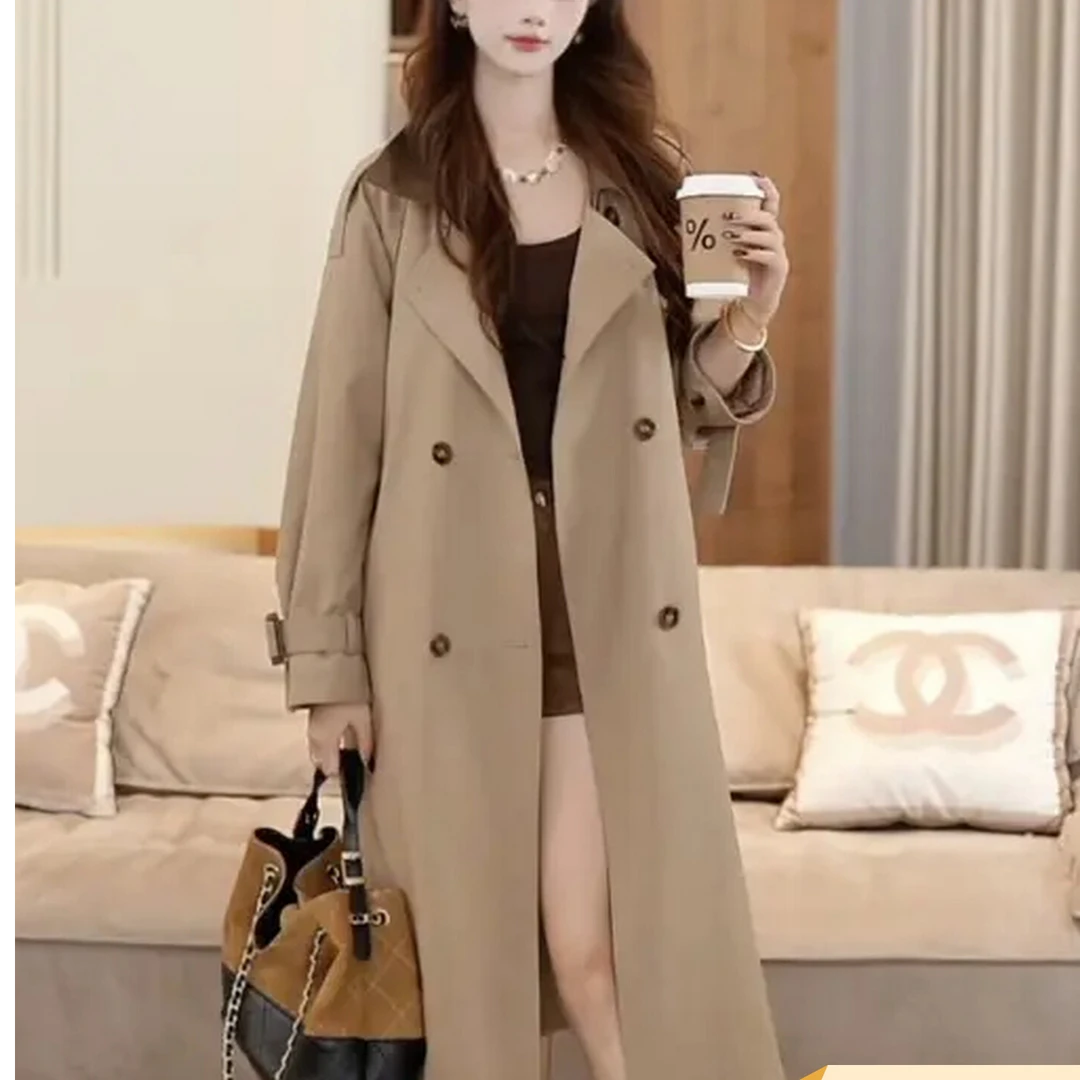 卡其色风衣外套女2025年秋冬新款韩版时尚百搭高端风衣时尚羽绒服