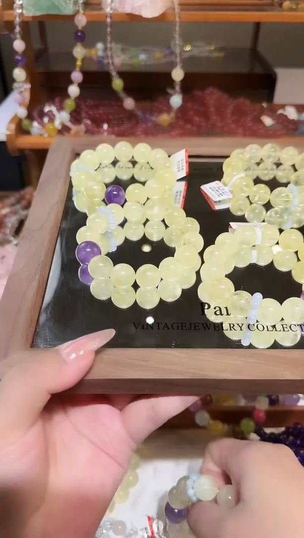 未镶嵌手链水晶柠檬黄+紫顶14