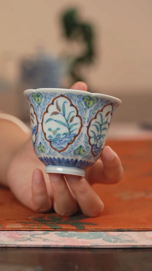 源明清忆五谷丰登葵口杯