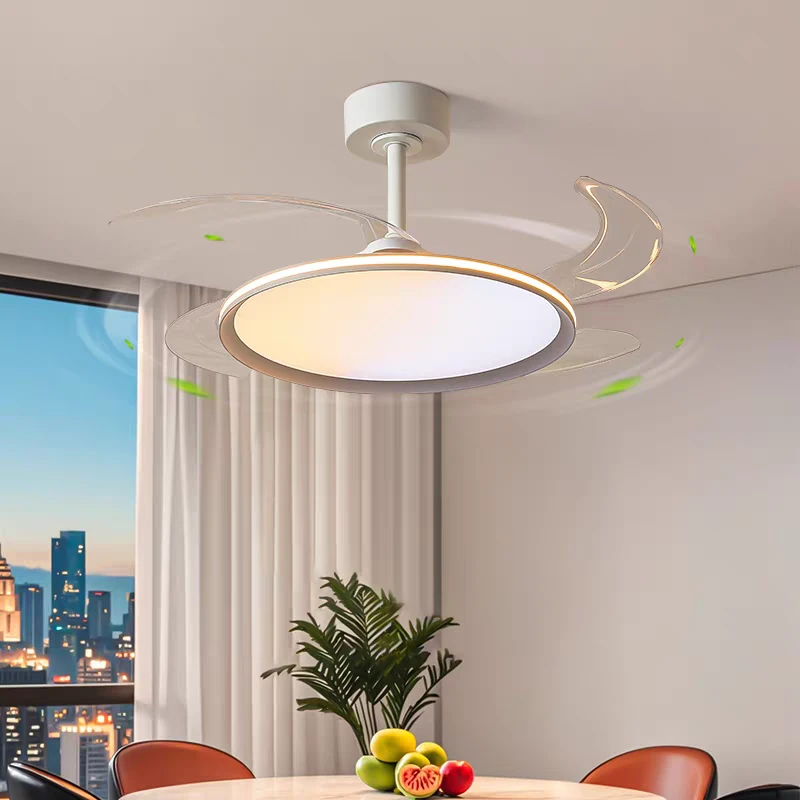 餐厅隐形风扇灯卧室灯简约全光谱卧室餐厅吊灯客厅吊扇灯主灯