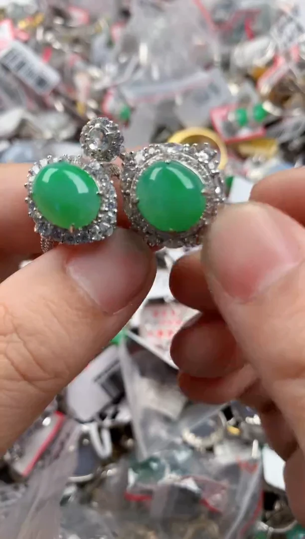 银S925镶嵌戒指翡翠999   3