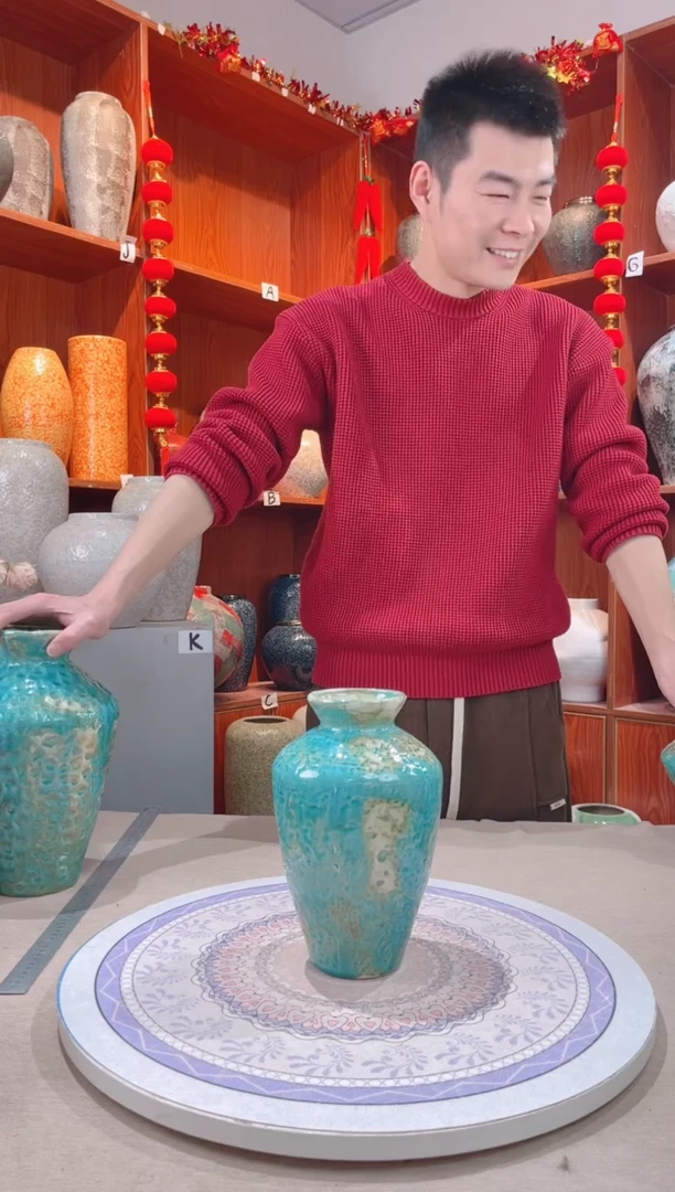 【闪购商品】瓶新品深色彩陶三件套中号 陶瓷花瓶 无花