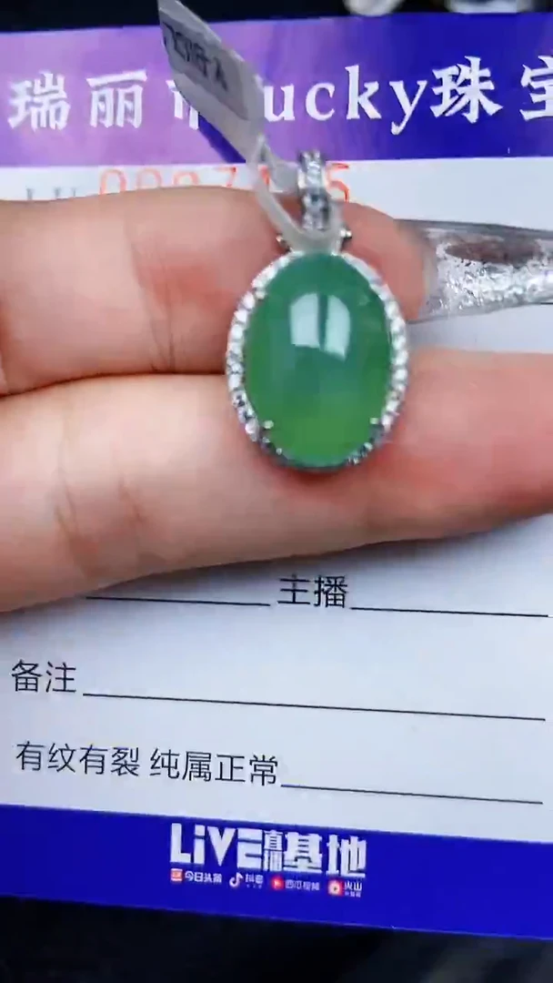 颈饰银S925镶嵌翡翠7485