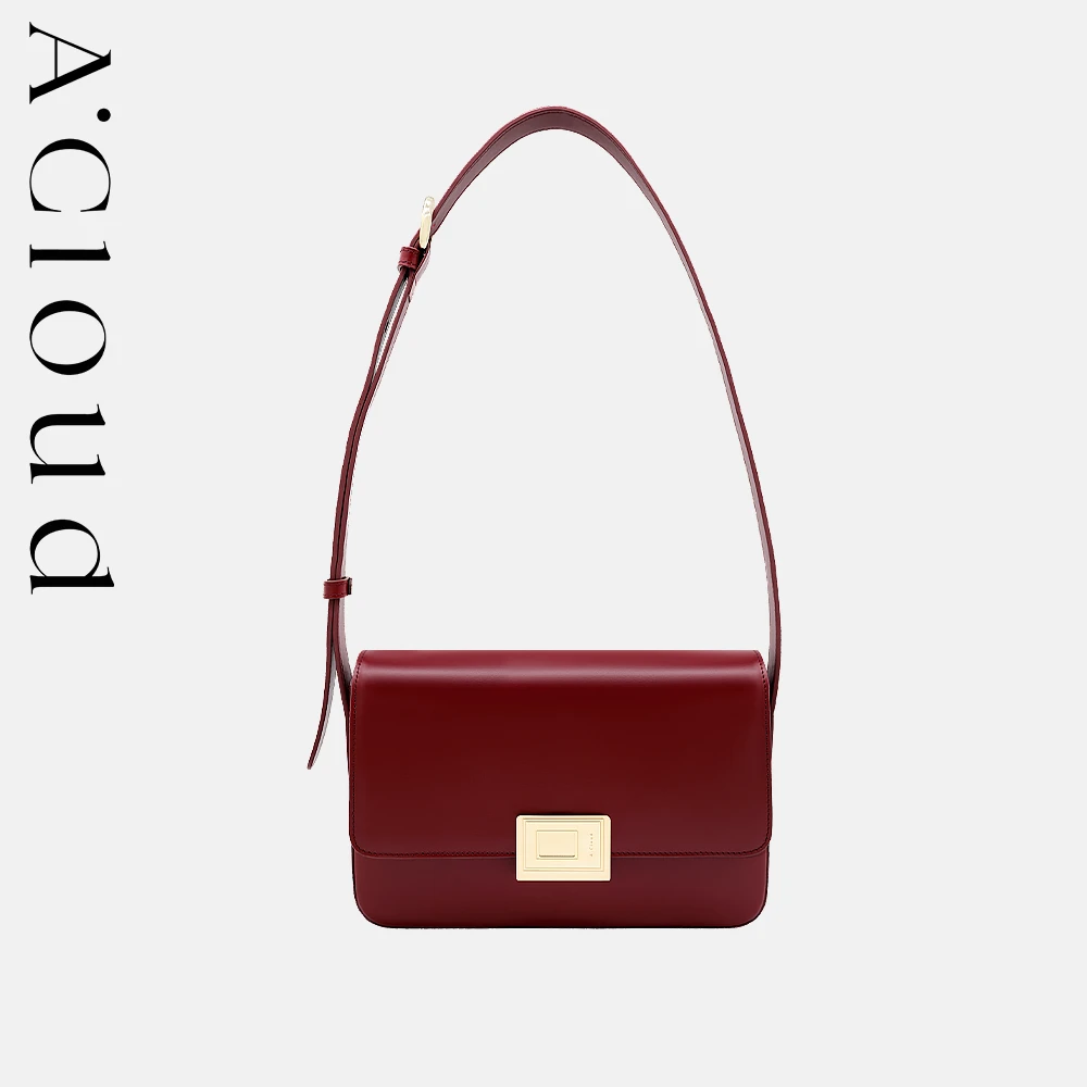 A.Cloud书本锁大法棍包复古高级感小牛皮斜挎单肩包