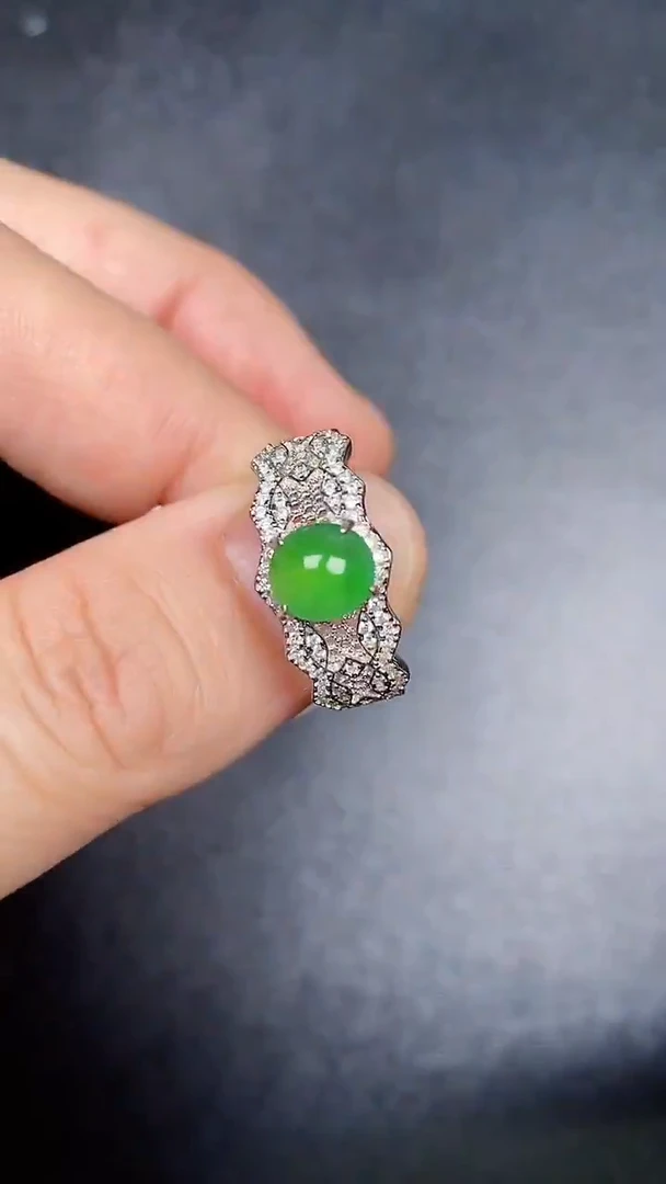 银S925镶嵌戒指翡翠2620