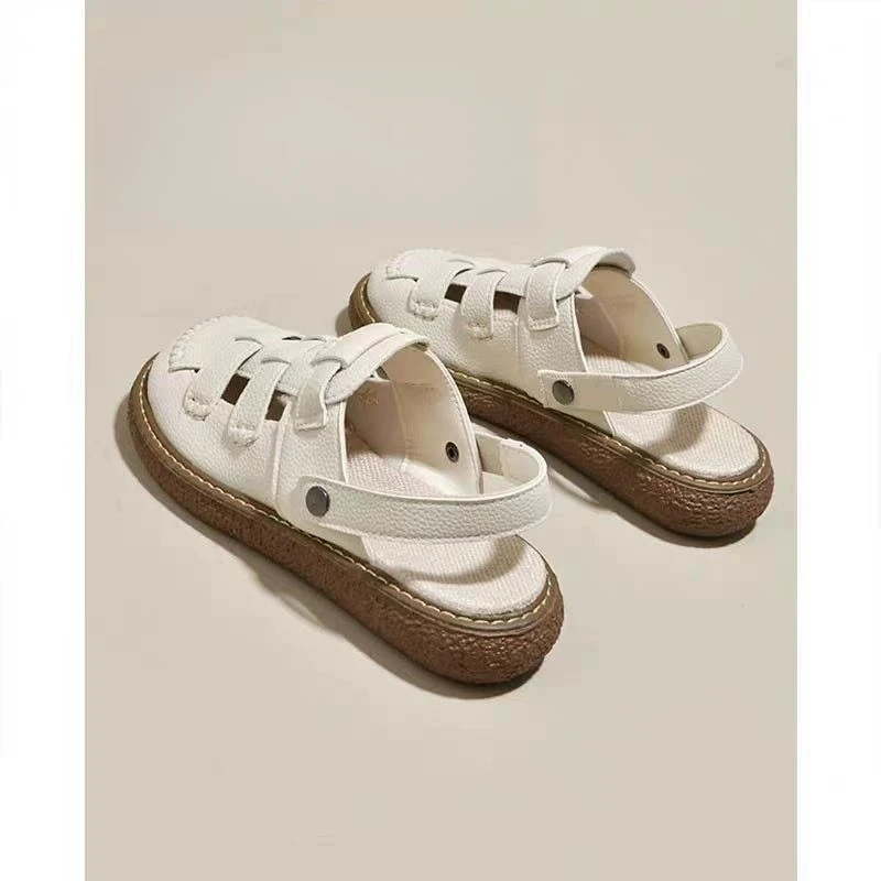 梦孜百丽两穿镂空包头凉鞋女2025年新款厚底罗马半拖鞋沙滩罗马鞋