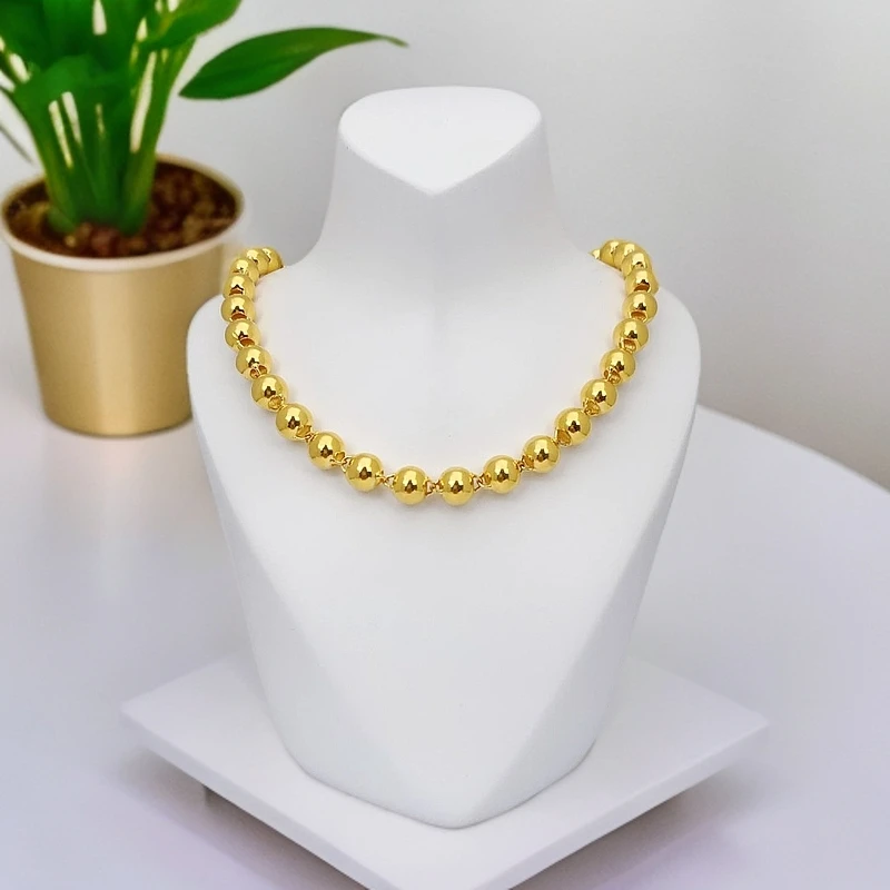 1-XL【聚鑫黄金】足金999经典百搭光珠，光面圆珠金项链（可定制）