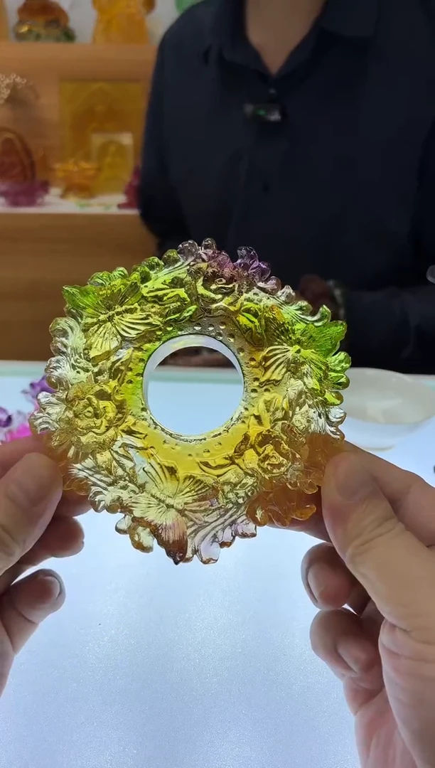 琉璃手工艺品古法琉璃彩色茶漏托