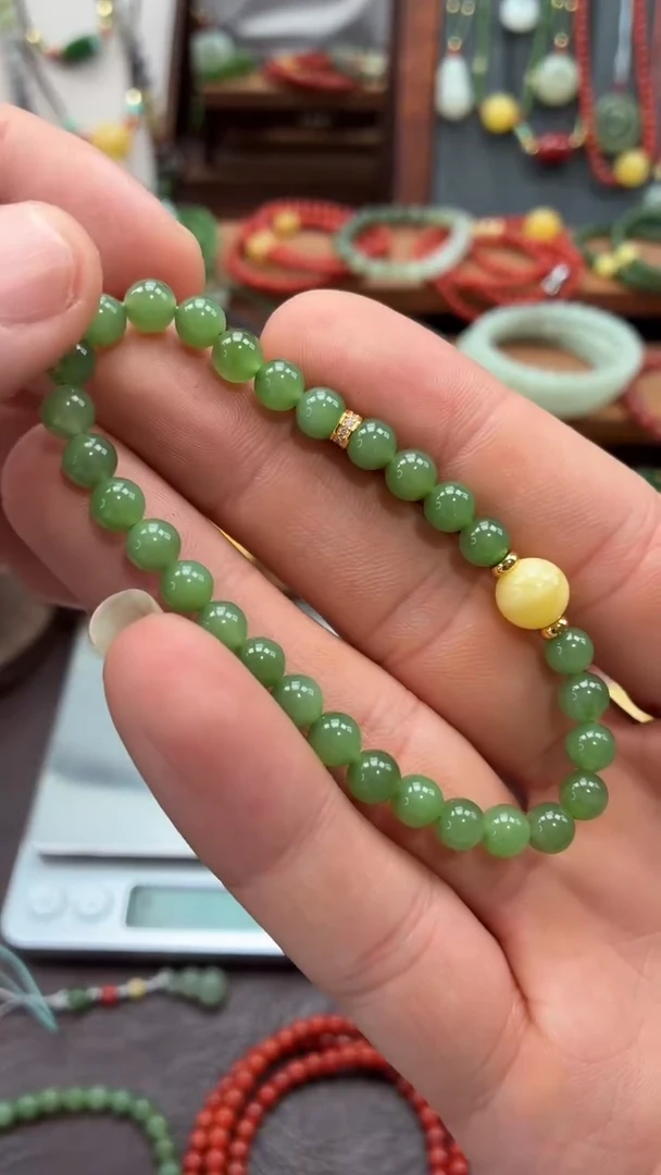 未镶嵌手串和田玉（碧玉）多样性发货任发其一