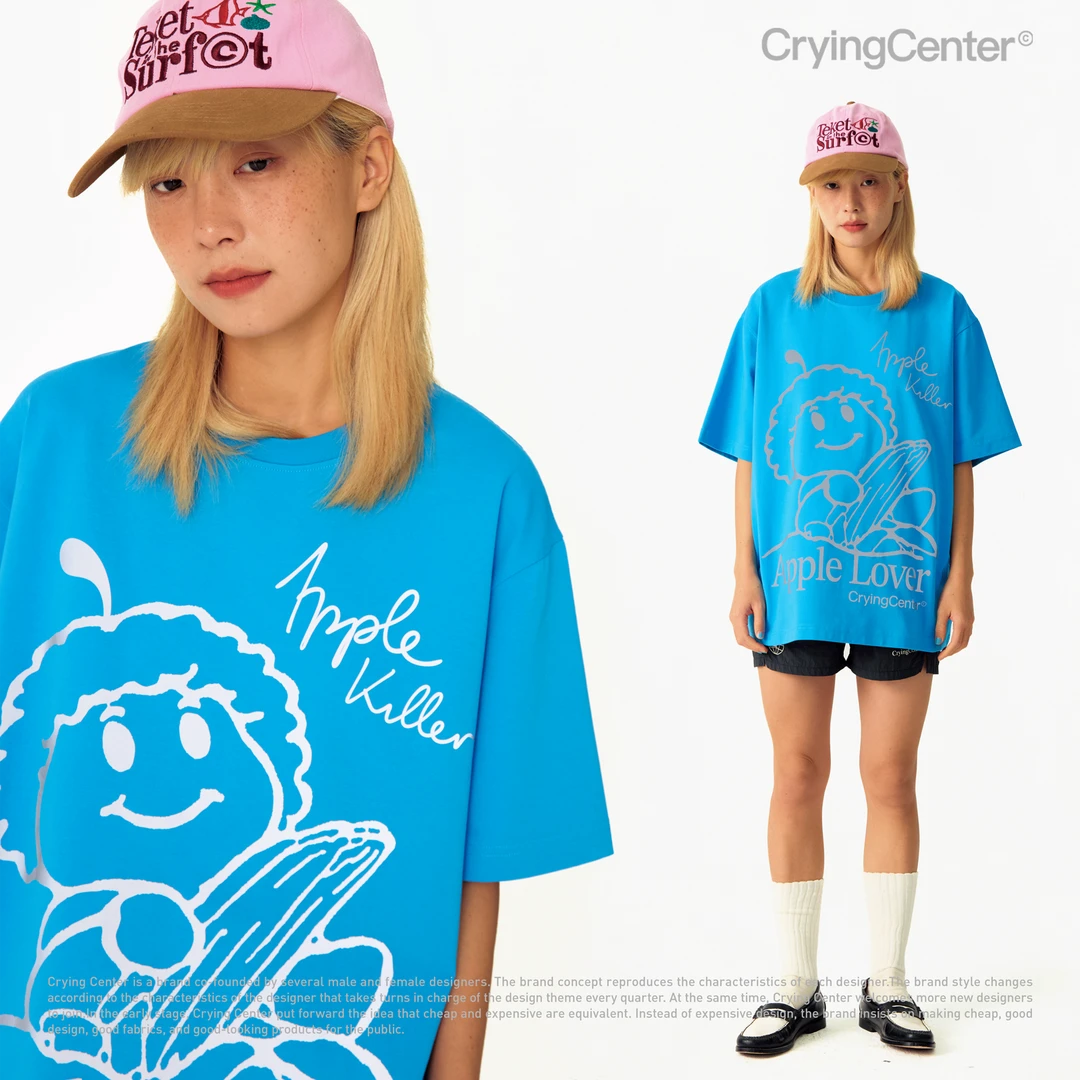 Crying center/哭喊中心手绘苹果仔 3M反光短袖TEE