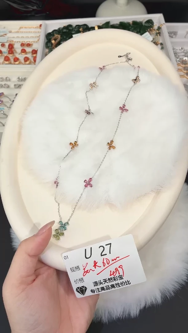 银S925镶嵌项链碧玺多样性发一U27